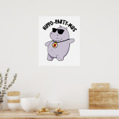 Hippo-party-mus Funny Animal Hippo Pun Poster (Keuken)