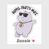 Hippo-party-mus Funny Animal Hippo Pun Sticker (Vel)