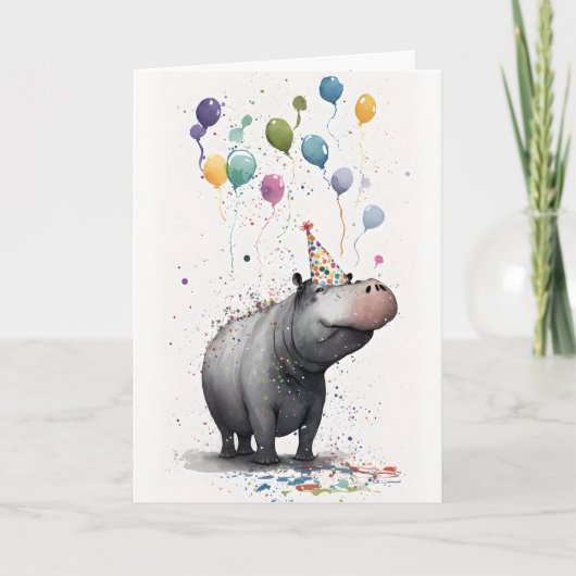 Hippo Party Wenskaart Kaart (Voorkant)