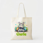 Hippo Pasen Kinder naam Boys Bunny Tote Bag (Voorkant)