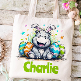Hippo Pasen Kinder naam Boys Bunny Tote Bag