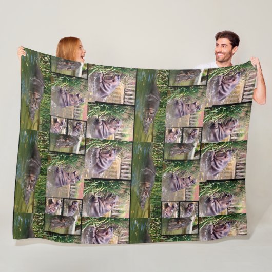 Hippo Photo Collage Fleece Deken (In situ)
