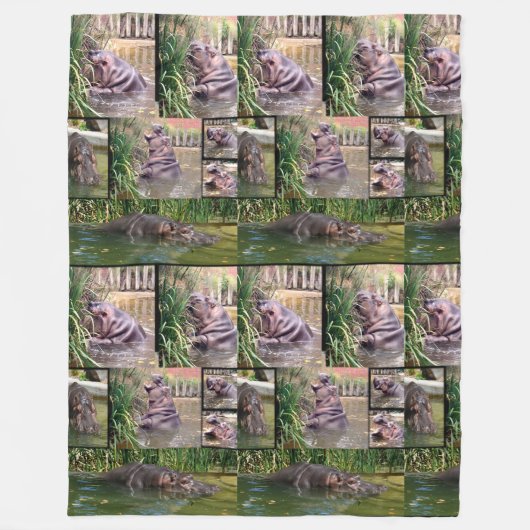 Hippo Photo Collage Fleece Deken (Voorkant)