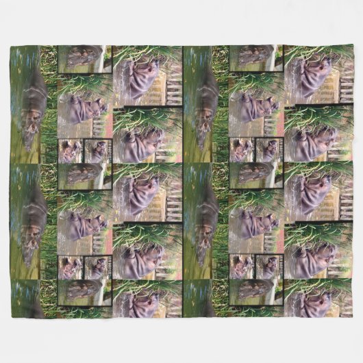Hippo Photo Collage Fleece Deken (Voorkant (Horizontaal))