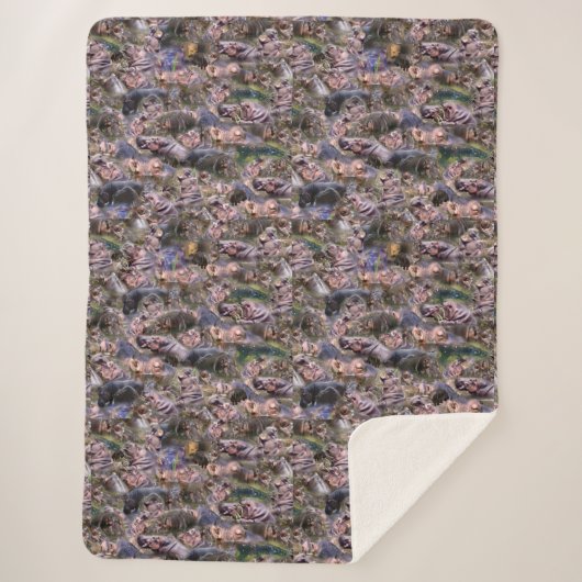 Hippo Photo Collarge Sherpa Deken (Voorkant)