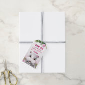 Hippo Pink Floral Birthday Dank je Cadeaulabel (Met Touw)