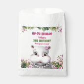 Hippo Pink Floral Girl Birthday Bedankzakje (Voorkant)