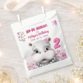 Hippo Pink Floral Girl Birthday Bedankzakje (Geknipt)