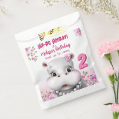 Hippo Pink Floral Girl Birthday Bedankzakje (Gezegeld)