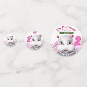 Hippo Pink Floral Girl Birthday Confetti (Achterkanten)