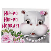 Hippo Pink Floral Girl Birthday Groot Cadeauzakje (Achterkant)