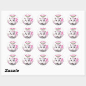 Hippo Pink Floral Girl Birthday Ronde Sticker (Vel)