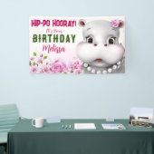 Hippo Pink Floral Girl Birthday Spandoek (Beurs)