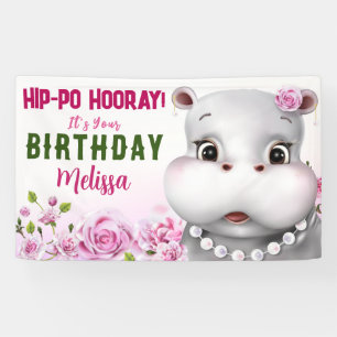 Hippo Pink Floral Girl Birthday Spandoek