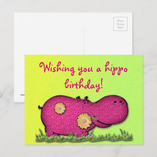 hippo-plezier briefkaart (Voorkant / Achterkant)