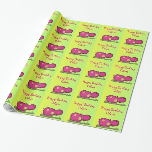 hippo-plezier cadeaupapier (Uitgerold)