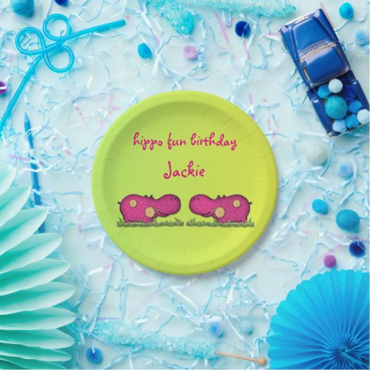 hippo-plezier papieren bordje (Feest)