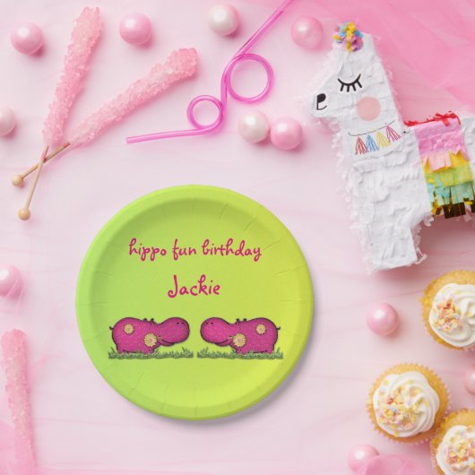 hippo-plezier papieren bordje (Feest)