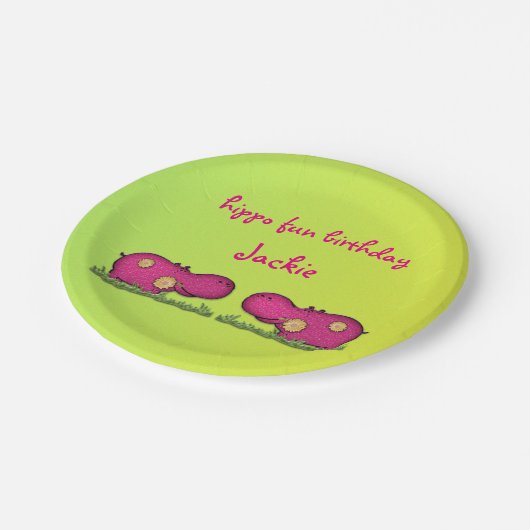 hippo-plezier papieren bordje (Gekanteld)