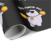 Hippo-pompom-mus Funny Animal Hippo Pun Dark BG Cadeaupapier (Rol Hoek)