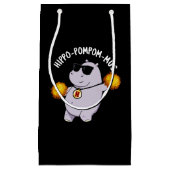 Hippo-pompom-mus Funny Animal Hippo Pun Dark BG Klein Cadeauzakje (Voorkant)