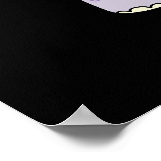 Hippo-pompom-mus Funny Animal Hippo Pun Dark BG Poster (Hoek)