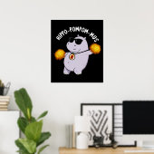 Hippo-pompom-mus Funny Animal Hippo Pun Dark BG Poster (Thuiskantoor)