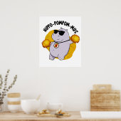 Hippo-pompom-mus Funny Animal Hippo Pun Poster (Keuken)