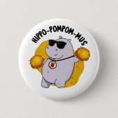 Hippo-pompom-mus Funny Animal Hippo Pun Ronde Button 5,7 Cm (Voorkant)