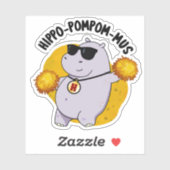 Hippo-pompom-mus Funny Animal Hippo Pun Sticker (Vel)