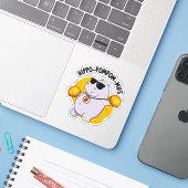 Hippo-pompom-mus Funny Animal Hippo Pun Sticker (Laptop met iPhone)