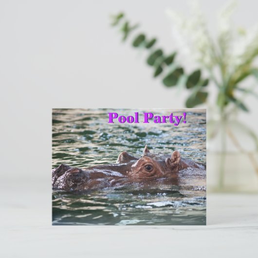Hippo・poolpartij ・ Aangepast zwemmen Briefkaart (Staand voorkant)