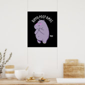 Hippo-poot-amus Grappig Scheten Hippo Pun Donker B Poster (Keuken)