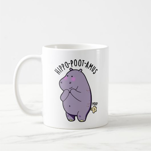 Hippo-poot-amus Grappig Scheten Hippo Pun Koffiemok (Links)