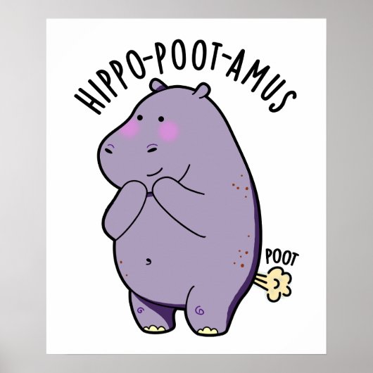 Hippo-poot-amus Grappig Scheten Hippo Pun Poster (Voorkant)
