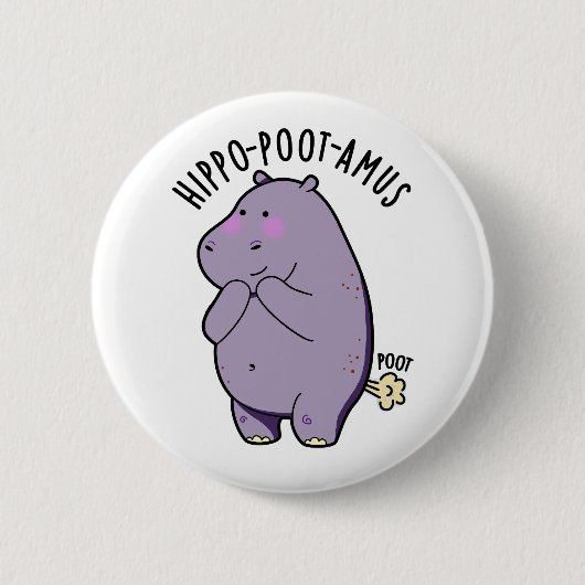 Hippo-poot-amus Grappig Scheten Hippo Pun Ronde Button 5,7 Cm (Voorkant)