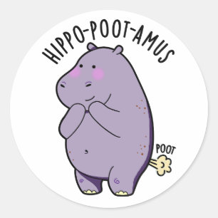 Hippo-poot-amus Grappig Scheten Hippo Pun Ronde Sticker