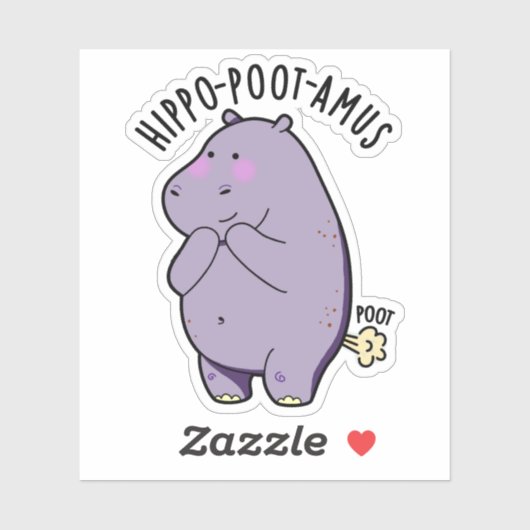 Hippo-poot-amus Grappig Scheten Hippo Pun Sticker (Vel)