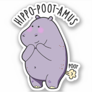Hippo-poot-amus Grappig Scheten Hippo Pun Sticker