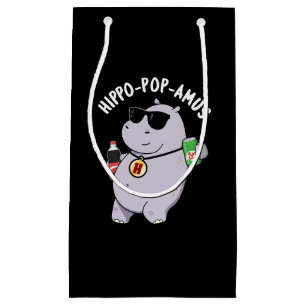 Hippo-pop-amus Funny Hippo Soda Pop Pun Dark BG Klein Cadeauzakje