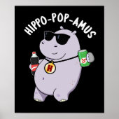 Hippo-pop-amus Funny Hippo Soda Pop Pun Dark BG Poster (Voorkant)