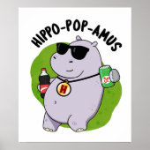 Hippo-pop-amus Funny Hippo Soda Pop Pun Poster (Voorkant)