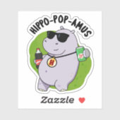 Hippo-pop-amus Funny Hippo Soda Pop Pun Sticker (Vel)
