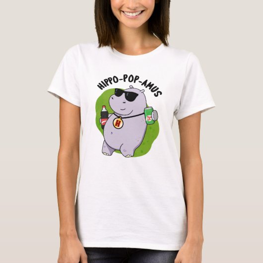 Hippo-pop-amus Funny Hippo Soda Pop Pun T-shirt (Voorkant)