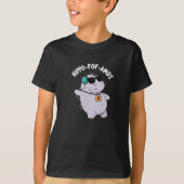 Hippo-pop-amus Funny Pop Music Hippo Pun Dark BG T-shirt (Voorkant)