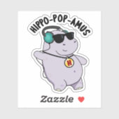 Hippo-pop-amus Funny Pop Music Hippo Pun Sticker (Vel)
