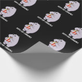 Hippo-pop-cornamus Funny Hippo Pun Dark BG Cadeaupapier (Hoek)