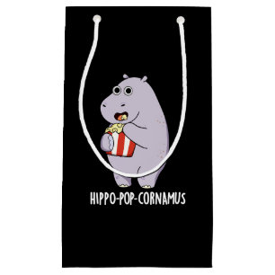 Hippo-pop-cornamus Funny Hippo Pun Dark BG Klein Cadeauzakje