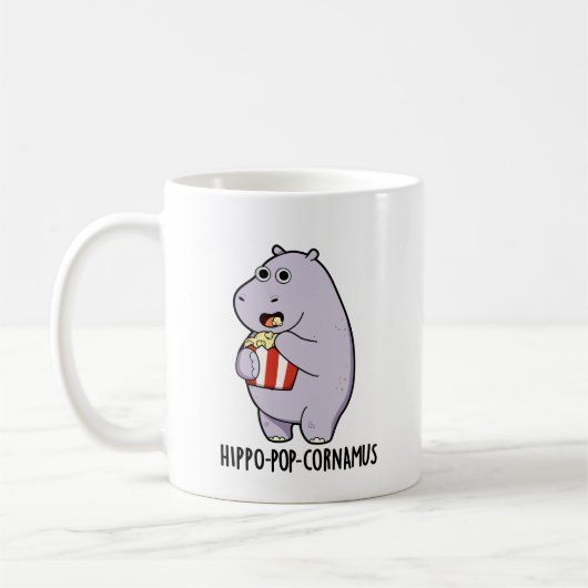 Hippo-pop-cornamus Funny Hippo Pun Koffiemok (Links)