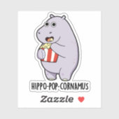 Hippo-pop-cornamus Funny Hippo Pun Sticker (Vel)